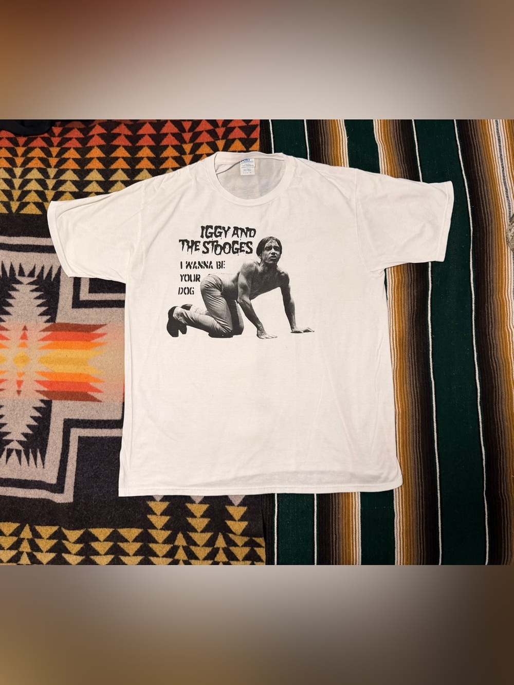 Iggy and The Stooges White Graphic Dog Tee